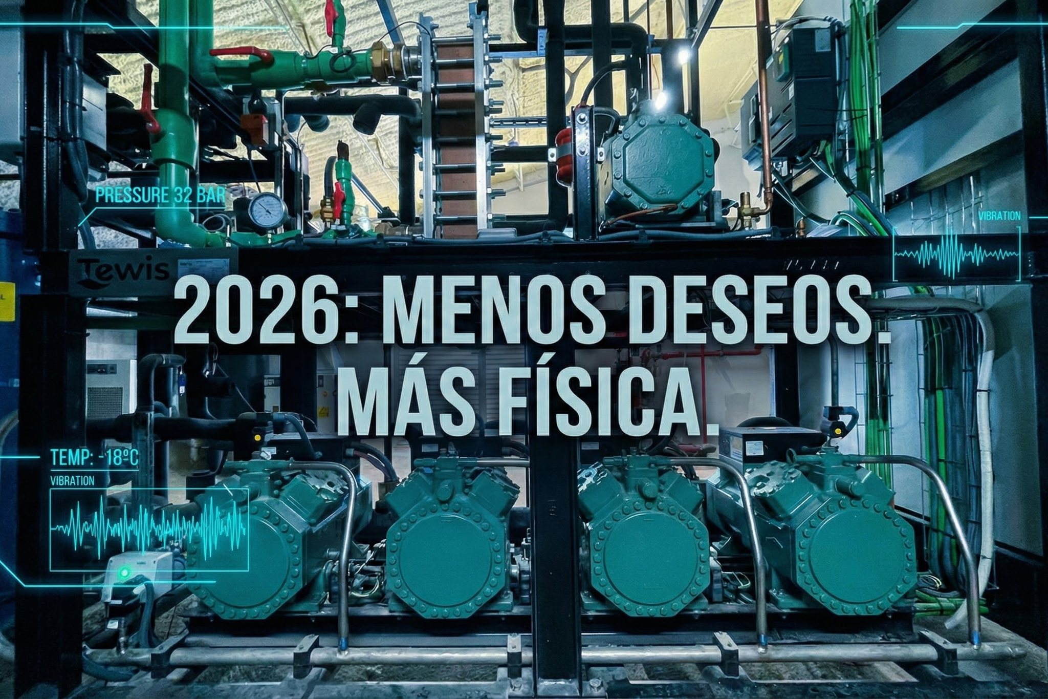 Compresor de refrigeración industrial con monitorización de datos y eficiencia energética