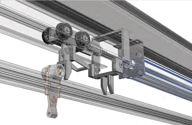Automatic conveyor for twin track rail